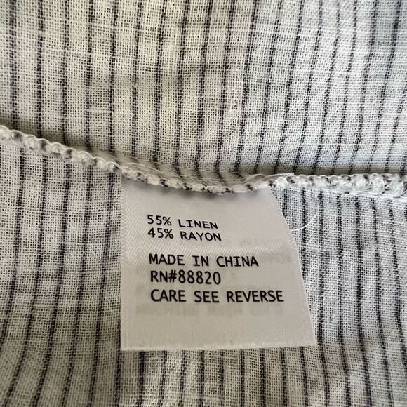 Cynthia Rowley linen blend striped top blouse front tie size M - Picture 5 of 7